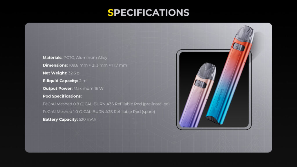 UWELL CALIBURN A3s 咖哩棒 電子煙主機 商品特色 13